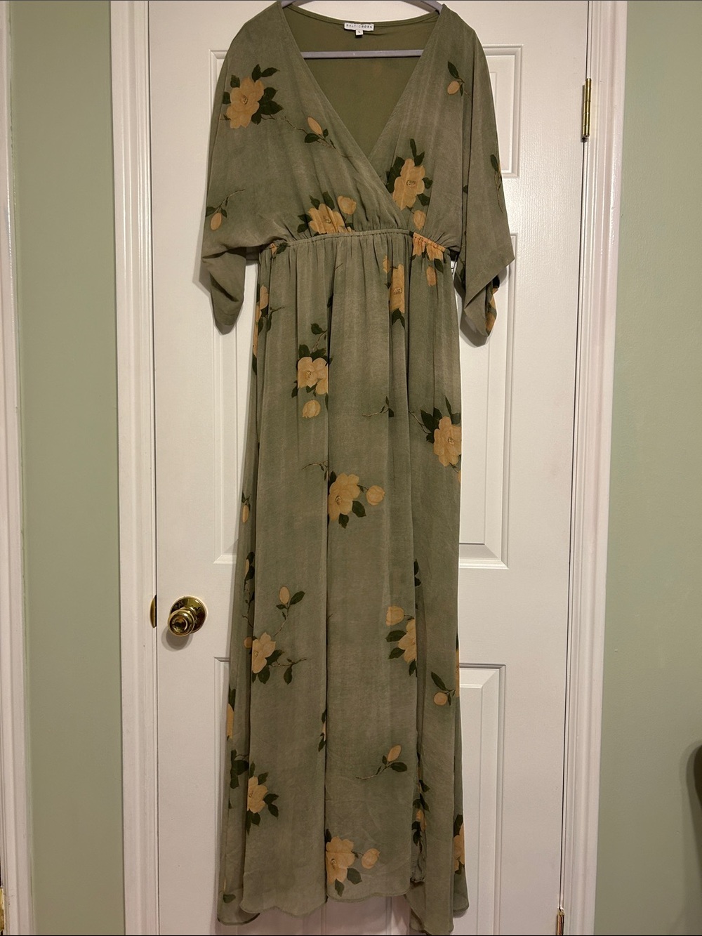 Baltic Born Olive Green Floral Wrap Maxi Dress